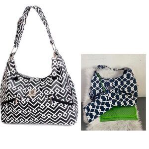 NEW Bella Tunno Navy Blue White Diaper Baby Bag Matching Pouch & Changing Pad